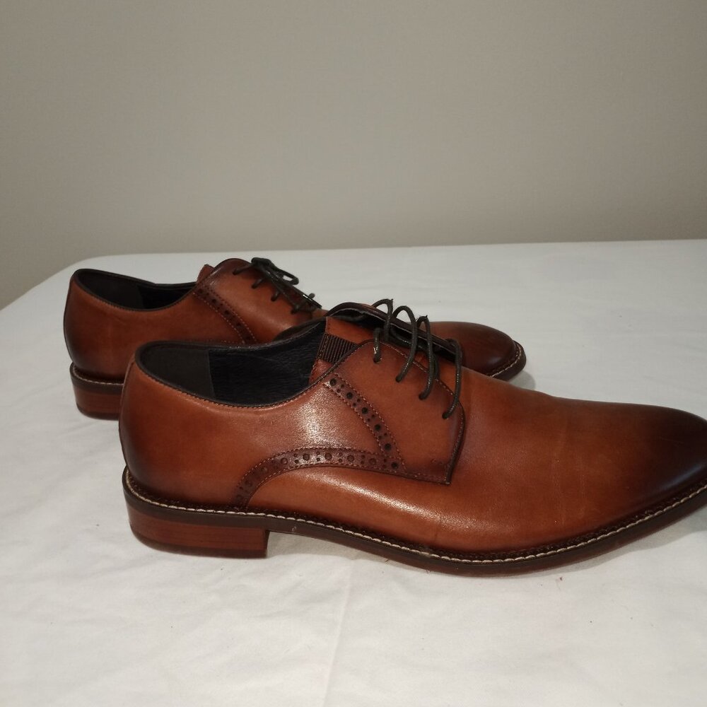 ZANZARA DERBY MENS DRESS SHOE BROWN SIZE 13 LEATHER STITCHED SOLE - Picture 6 of 9